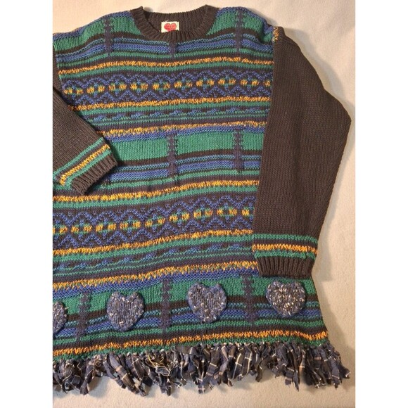 Vintage WIP Stitch Sweater  Womens Medium Ramie Cotton Blend Geometric Hearts - Picture 3 of 10
